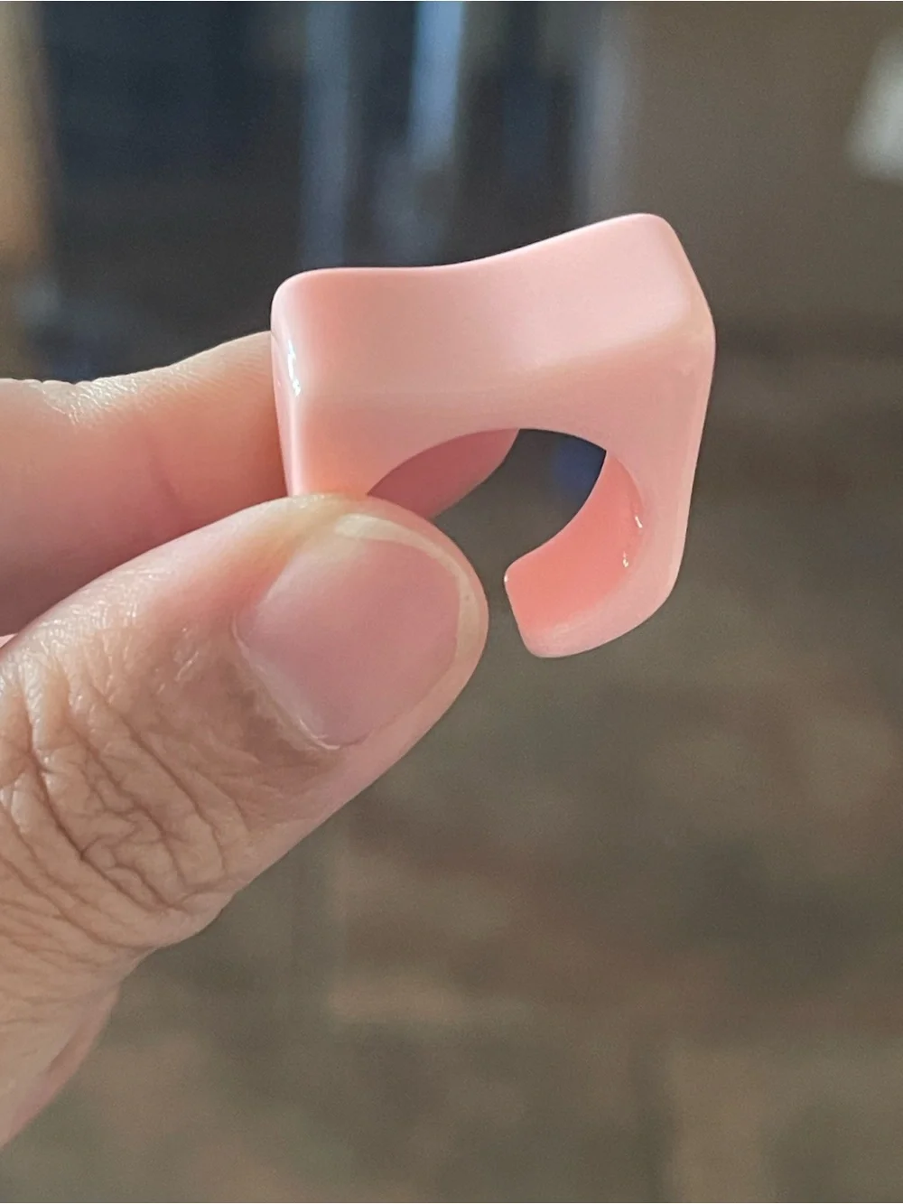 Set of 3 Trendy Pink Acrylic Square Band Rings
